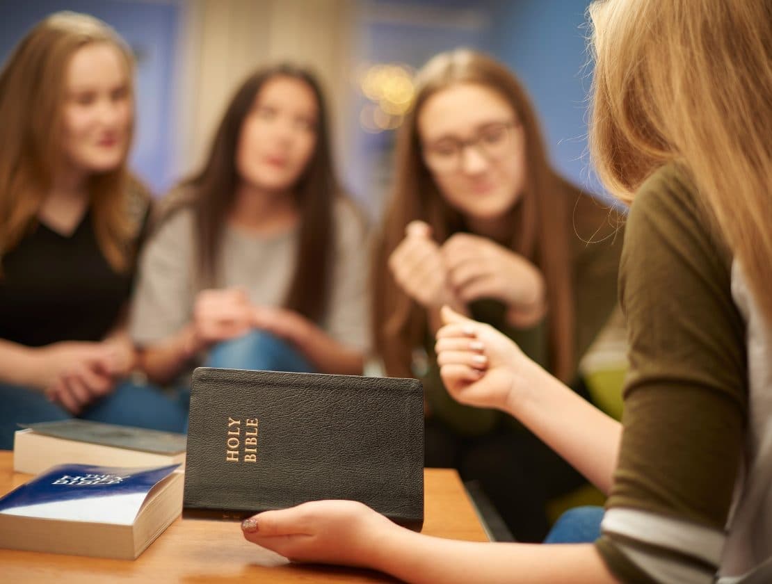 Parishioners reflect together on Scripture during a welcoming formation gathering