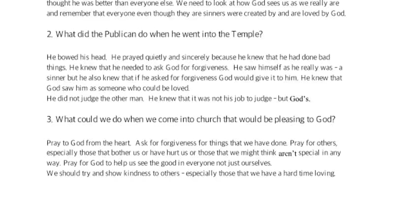 Publican and Pharisee – Parent Cheat Sheet cover