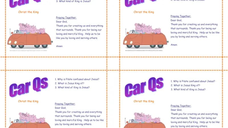 Yr 2 20 Sun. Christ the King, Car Qs cover