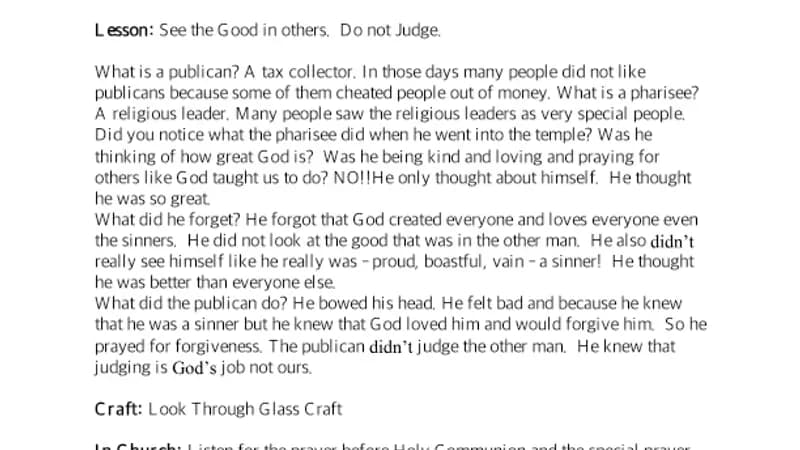 Publican and Pharisee – Lesson cover