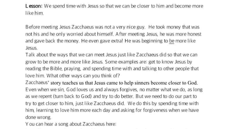 Zacchaeus – Lesson cover