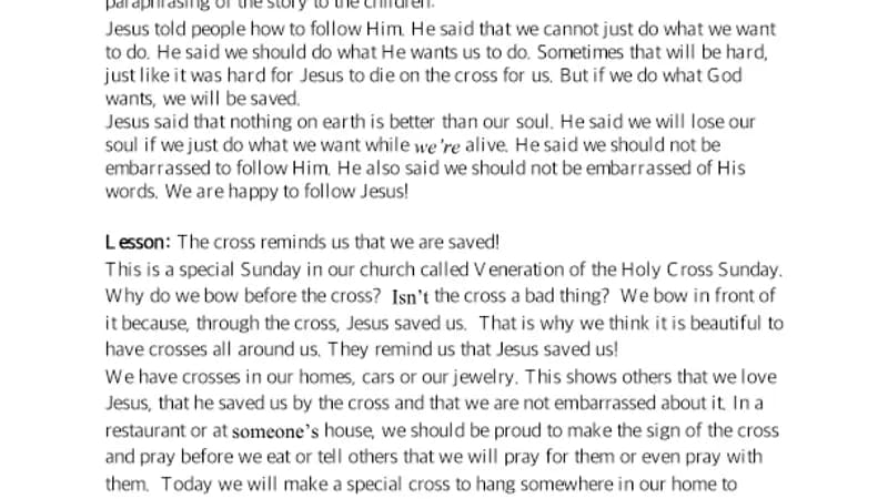 Veneration of the Holy Cross – Lesson cover